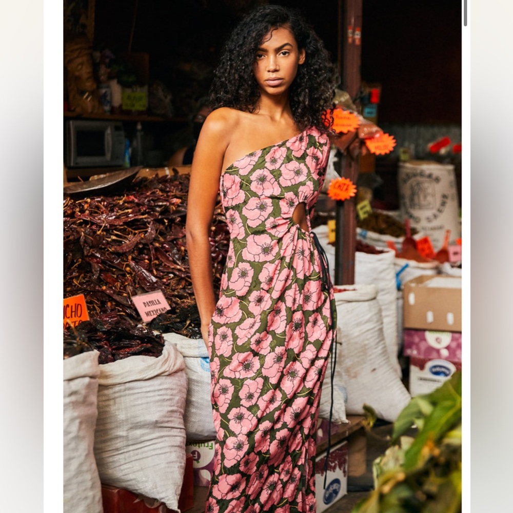 NWT Agua by Agua Bendita Dress Cadillo One-Shoulder Maxi Dress